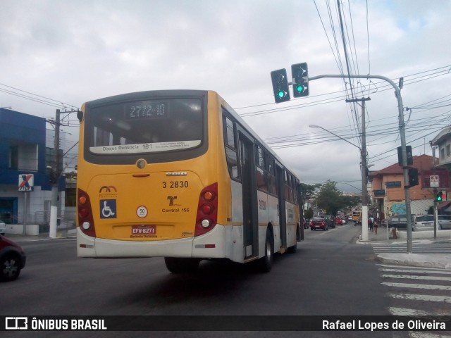 Viação Metrópole Paulista - Zona Leste 3 2830 na cidade de São Paulo, São Paulo, Brasil, por Rafael Lopes de Oliveira. ID da foto: 7232192.