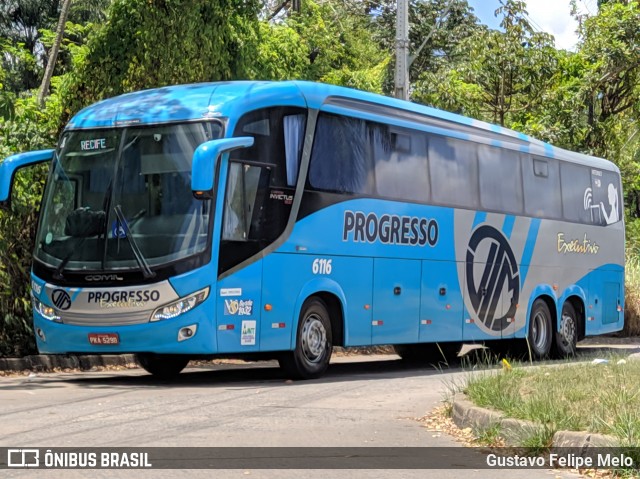 Auto Viação Progresso 6116 na cidade de Recife, Pernambuco, Brasil, por Gustavo Felipe Melo. Número da foto: #7239540.