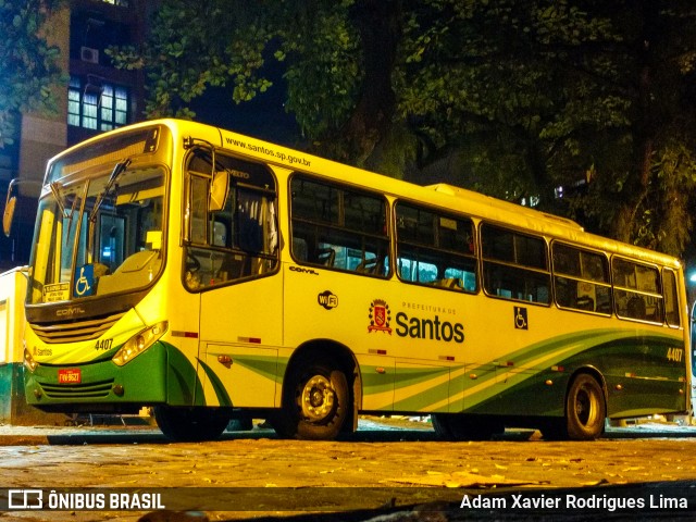 Viação Piracicabana Santos 4407 na cidade de Santos, São Paulo, Brasil, por Adam Xavier Rodrigues Lima. ID da foto: 7242052.