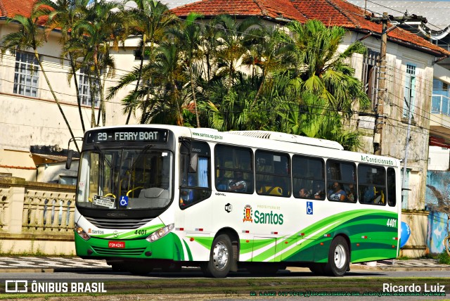 Viação Piracicabana Santos 4401 na cidade de Santos, São Paulo, Brasil, por Ricardo Luiz. ID da foto: 7242994.