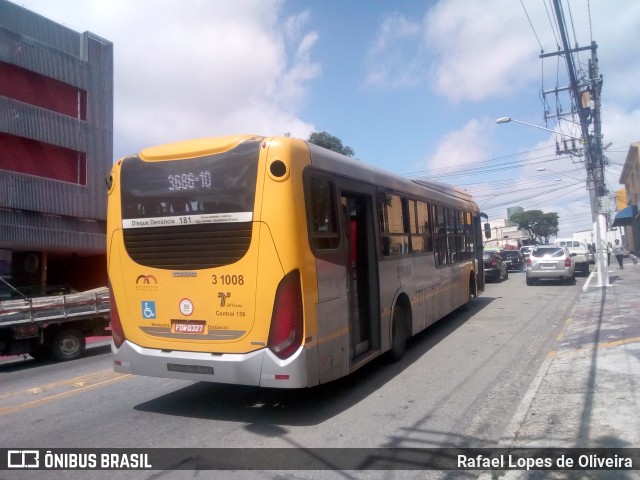 Viação Metrópole Paulista - Zona Leste 3 1008 na cidade de São Paulo, São Paulo, Brasil, por Rafael Lopes de Oliveira. Número da foto: #7241447.