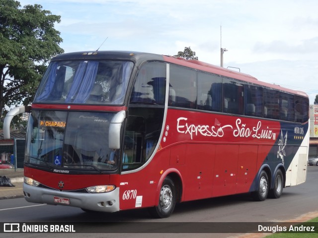 Expresso São Luiz 6870 na cidade de Goiânia, Goiás, Brasil, por Douglas Andrez. Número da foto: #7196782.