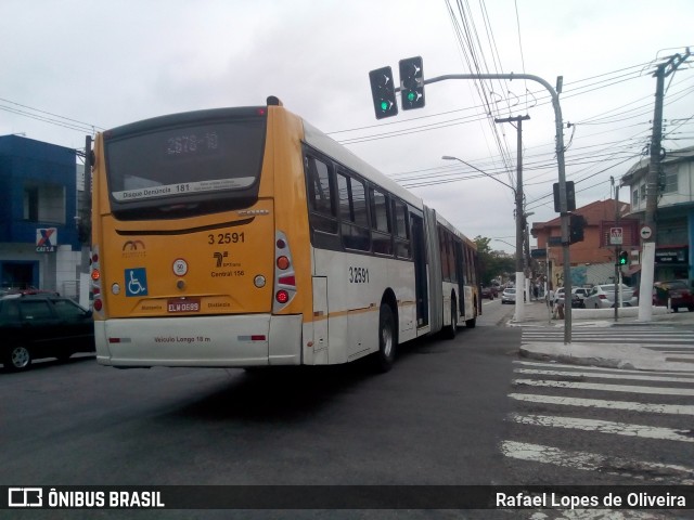 Viação Metrópole Paulista - Zona Leste 3 2591 na cidade de São Paulo, São Paulo, Brasil, por Rafael Lopes de Oliveira. ID da foto: 7250691.