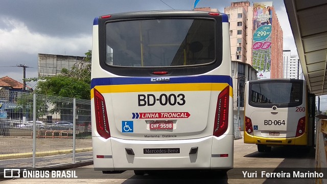 Belém Rio Transportes BD-003 na cidade de Belém, Pará, Brasil, por Yuri Ferreira Marinho. Número da foto: #7256599.