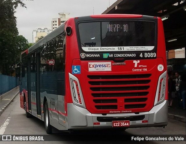 Express Transportes Urbanos Ltda 4 8089 na cidade de São Paulo, São Paulo, Brasil, por Felipe Goncalves do Vale. ID da foto: 7258268.