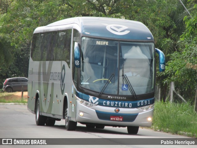 Viação Cruzeiro 6091 na cidade de Recife, Pernambuco, Brasil, por Pablo Henrique. ID da foto: 7256678.