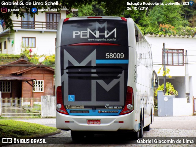 Empresa de Ônibus Nossa Senhora da Penha 58009 na cidade de Joinville, Santa Catarina, Brasil, por Gabriel Giacomin de Lima. Número da foto: #7264206.