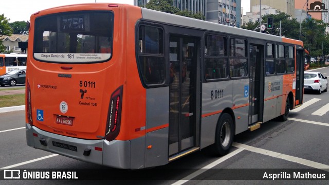 TRANSPPASS - Transporte de Passageiros 8 0111 na cidade de São Paulo, São Paulo, Brasil, por Asprilla Matheus. ID da foto: 7264724.