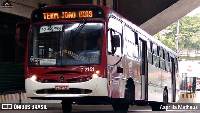 Viação Campo Belo 7 2151 na cidade de São Paulo, São Paulo, Brasil, por Asprilla Matheus. ID da foto: 7264880.