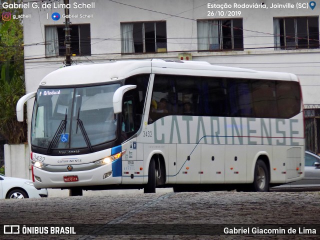 Auto Viação Catarinense 3432 na cidade de Joinville, Santa Catarina, Brasil, por Gabriel Giacomin de Lima. ID da foto: 7267269.