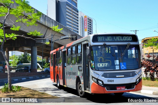 Viação Osasco 0801 na cidade de Osasco, São Paulo, Brasil, por Eduardo Ribeiro. ID da foto: 7279477.