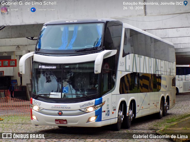 Auto Viação Catarinense 3609 na cidade de Joinville, Santa Catarina, Brasil, por Gabriel Giacomin de Lima. ID da foto: 7199673.