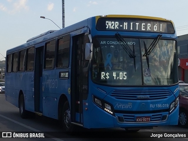 Viação Nossa Senhora do Amparo RJ 186.019 na cidade de São Gonçalo, Rio de Janeiro, Brasil, por Jorge Gonçalves. ID da foto: 7205595.