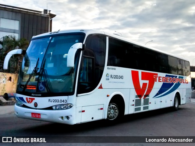 Viação Teresópolis RJ 203.043 na cidade de Rio de Janeiro, Rio de Janeiro, Brasil, por Leonardo Alecsander. ID da foto: 7208499.