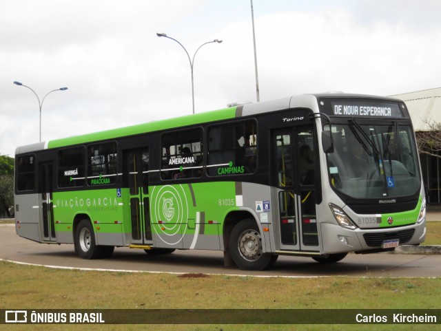 Viação Garcia 81035 na cidade de Maringá, Paraná, Brasil, por Carlos Kircheim. ID da foto: 7213446.