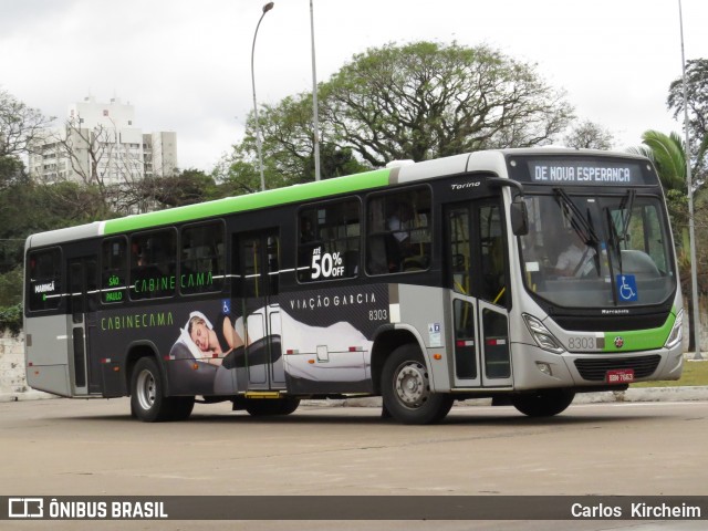 Viação Garcia 8303 na cidade de Maringá, Paraná, Brasil, por Carlos Kircheim. ID da foto: 7216247.