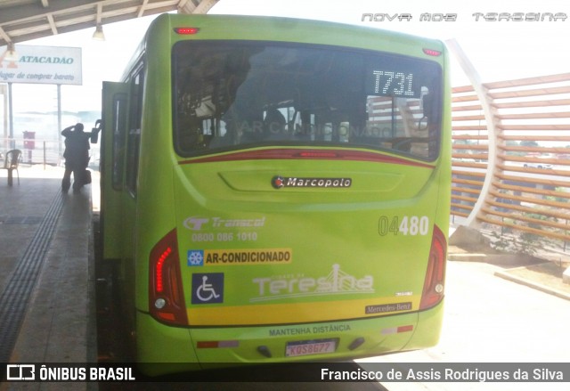 Transcol Transportes Coletivos 04480 na cidade de Teresina, Piauí, Brasil, por Francisco de Assis Rodrigues da Silva. ID da foto: 7214299.