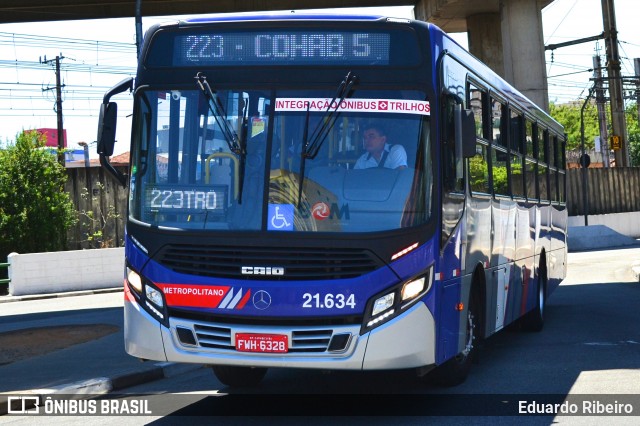 Viação Osasco 21.634 na cidade de Osasco, São Paulo, Brasil, por Eduardo Ribeiro. ID da foto: 7311529.