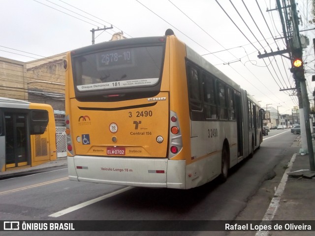 Viação Metrópole Paulista - Zona Leste 3 2490 na cidade de São Paulo, São Paulo, Brasil, por Rafael Lopes de Oliveira. ID da foto: 7311952.