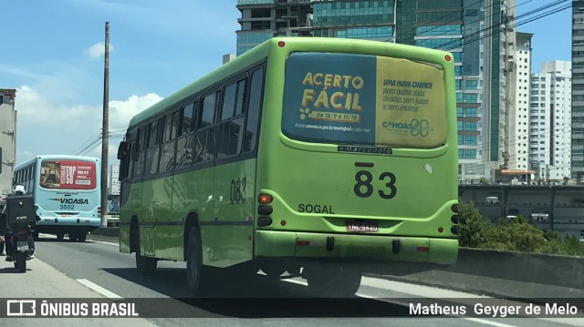 SOGAL - Sociedade de Ônibus Gaúcha Ltda. 083 na cidade de Balneário Camboriú, Santa Catarina, Brasil, por Matheus  Geyger de Melo. Número da foto: #7314038.