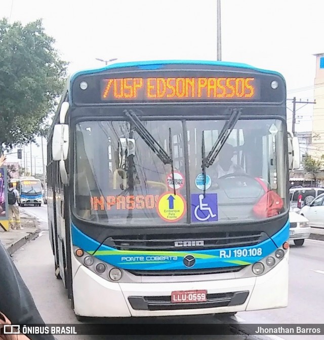 Viação Ponte Coberta RJ 190.108 na cidade de Rio de Janeiro, Rio de Janeiro, Brasil, por Jhonathan Barros. Número da foto: #7320130.