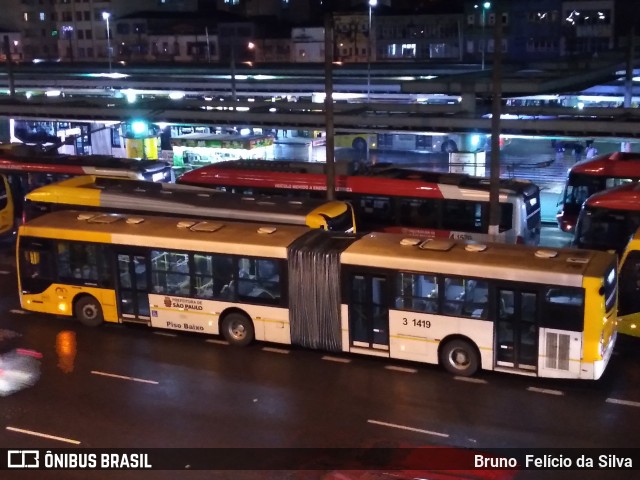 Viação Metrópole Paulista - Zona Leste 3 1419 na cidade de São Paulo, São Paulo, Brasil, por Bruno  Felício da Silva. Número da foto: #7323266.