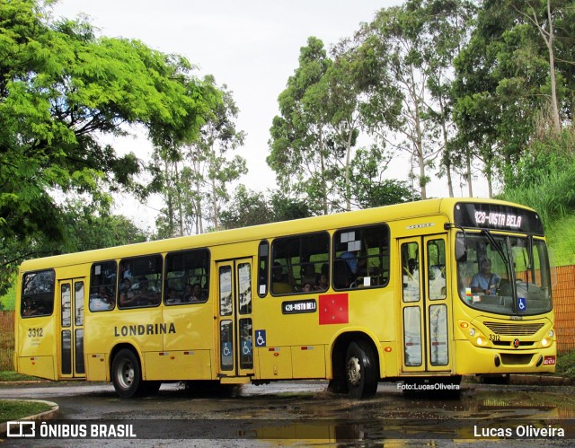 TCGL - Transportes Coletivos Grande Londrina 3312 na cidade de Londrina, Paraná, Brasil, por Lucas Oliveira . ID da foto: 7324113.