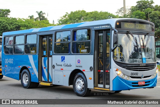 Viação Nossa Cidade 00492 na cidade de São Paulo, São Paulo, Brasil, por Matheus Gabriel dos Santos. Número da foto: #7337750.
