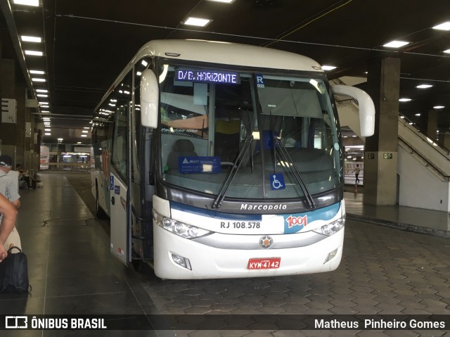 Auto Viação 1001 RJ 108.578 na cidade de Belo Horizonte, Minas Gerais, Brasil, por Matheus  Pinheiro Gomes. ID da foto: 7285960.