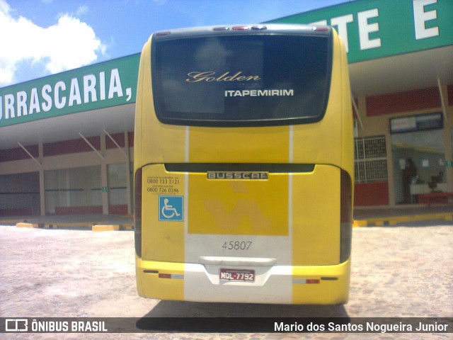 Viação Itapemirim 45807 na cidade de Propriá, Sergipe, Brasil, por Mario dos Santos Nogueira Junior. Número da foto: #7341163.