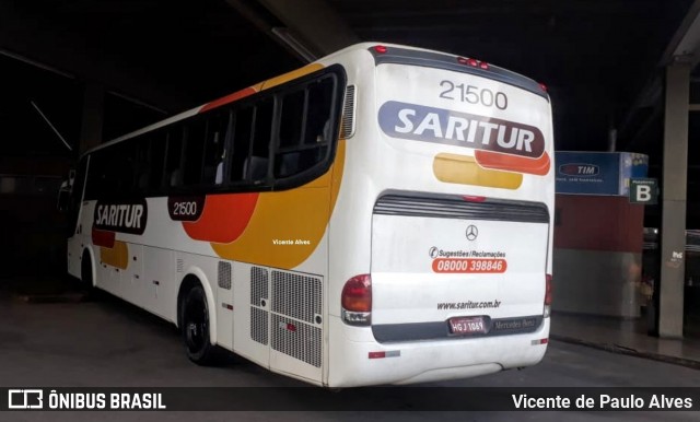 Saritur - Santa Rita Transporte Urbano e Rodoviário 21500 na cidade de Sete Lagoas, Minas Gerais, Brasil, por Vicente de Paulo Alves. ID da foto: 7341739.