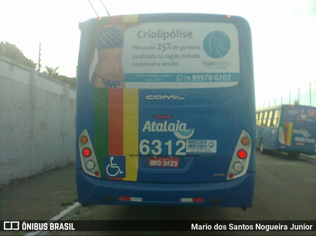 Viação Atalaia Transportes 6312 na cidade de Aracaju, Sergipe, Brasil, por Mario dos Santos Nogueira Junior. ID da foto: 7344634.