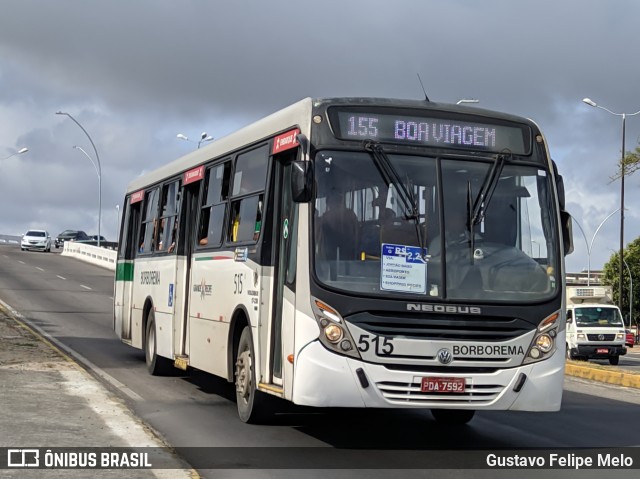 Borborema Imperial Transportes 515 na cidade de Recife, Pernambuco, Brasil, por Gustavo Felipe Melo. ID da foto: 7349143.