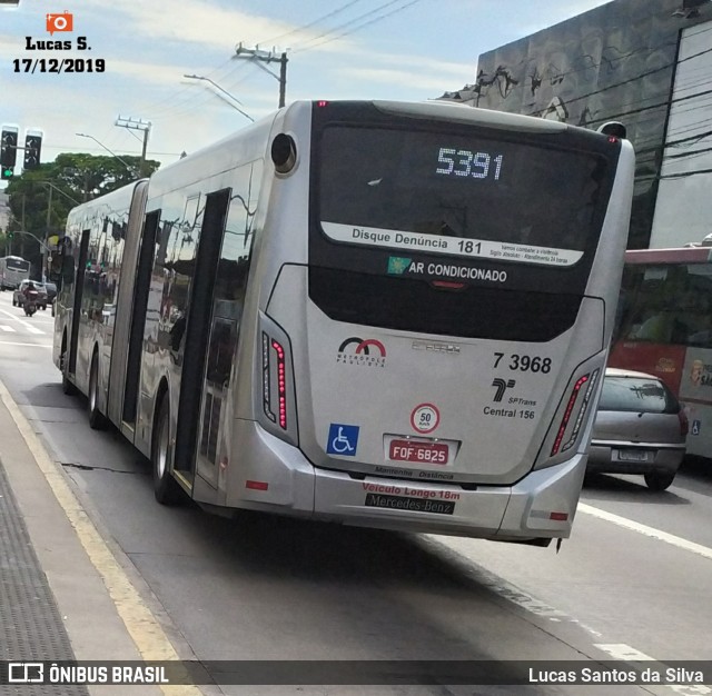 Viação Metrópole Paulista - Zona Sul 7 3968 na cidade de São Paulo, São Paulo, Brasil, por Lucas Santos da Silva. ID da foto: 7352103.