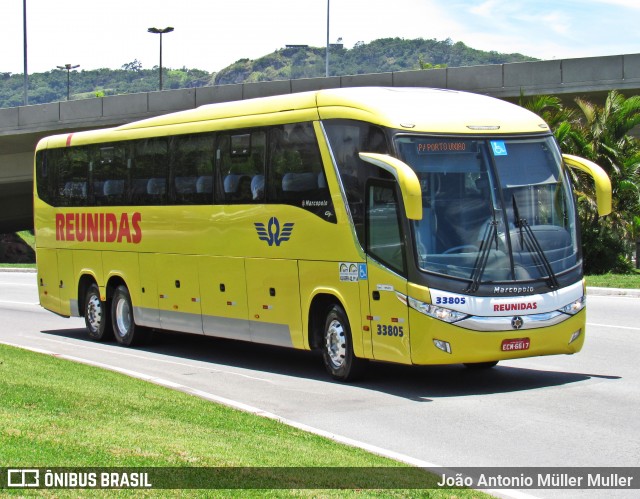 Reunidas Transportes Coletivos 33805 na cidade de Florianópolis, Santa Catarina, Brasil, por João Antonio Müller Muller. ID da foto: 7352990.