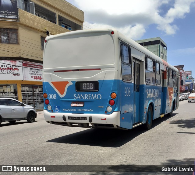 Viação Sanremo 908 na cidade de Vila Velha, Espírito Santo, Brasil, por Gabriel Lavnis. Número da foto: #7356499.