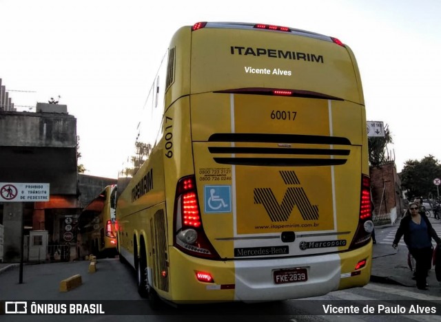 Viação Itapemirim 60017 na cidade de Belo Horizonte, Minas Gerais, Brasil, por Vicente de Paulo Alves. Número da foto: #7362527.
