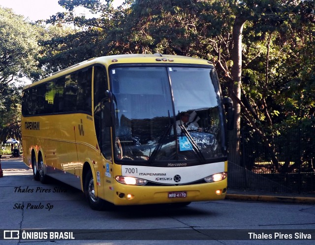 Viação Itapemirim 7001 na cidade de São Paulo, São Paulo, Brasil, por Thales Pires Silva. Número da foto: #7369279.