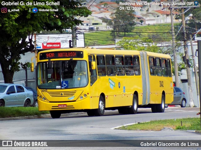 Auto Ônibus Três Irmãos 3042 na cidade de Jundiaí, São Paulo, Brasil, por Gabriel Giacomin de Lima. Número da foto: #7372302.