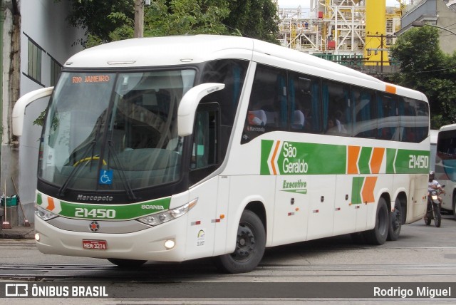 Cia. São Geraldo de Viação 21450 na cidade de Rio de Janeiro, Rio de Janeiro, Brasil, por Rodrigo Miguel. ID da foto: 7290402.