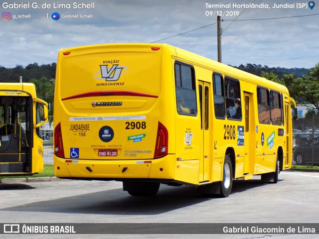 Viação Jundiaiense 2908 na cidade de Jundiaí, São Paulo, Brasil, por Gabriel Giacomin de Lima. Número da foto: #7379535.
