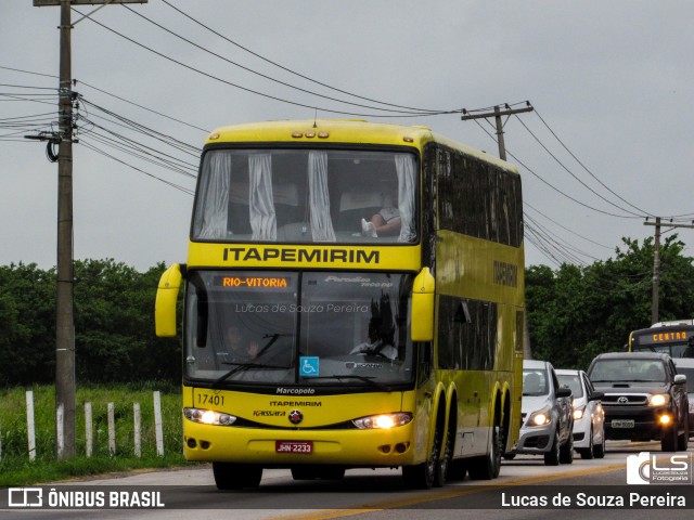 Viação Itapemirim 17401 na cidade de Campos dos Goytacazes, Rio de Janeiro, Brasil, por Lucas de Souza Pereira. ID da foto: 7304619.