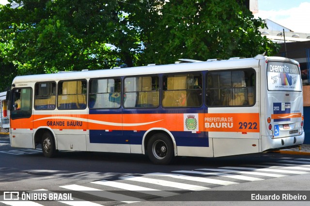 Transportes Coletivos Grande Bauru 2922 na cidade de Bauru, São Paulo, Brasil, por Eduardo Ribeiro. ID da foto: 7301338.