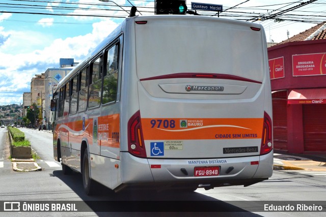 Transportes Coletivos Grande Bauru 9708 na cidade de Bauru, São Paulo, Brasil, por Eduardo Ribeiro. Número da foto: #7302863.