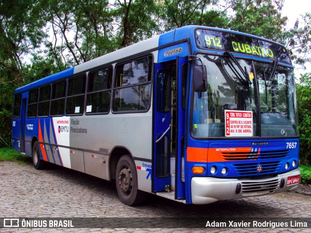 Viação Piracicabana 7657 na cidade de Cubatão, São Paulo, Brasil, por Adam Xavier Rodrigues Lima. ID da foto: 7305852.