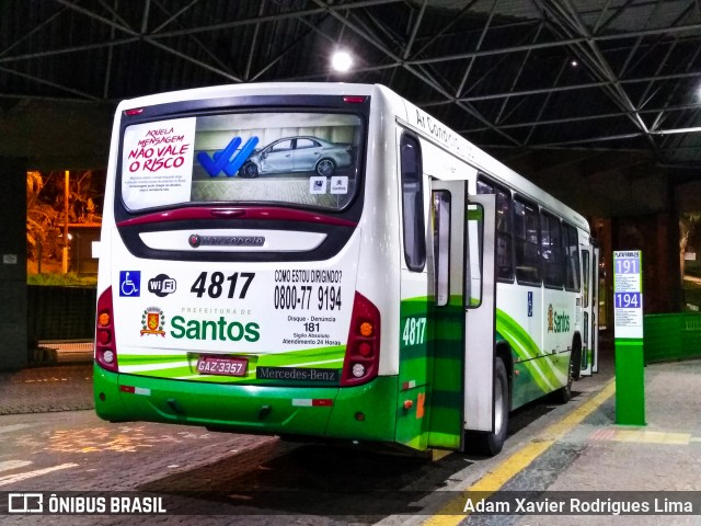 Viação Piracicabana Santos 4817 na cidade de Santos, São Paulo, Brasil, por Adam Xavier Rodrigues Lima. ID da foto: 7305737.