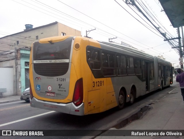 Viação Metrópole Paulista - Zona Leste 3 1281 na cidade de São Paulo, São Paulo, Brasil, por Rafael Lopes de Oliveira. ID da foto: 7309991.