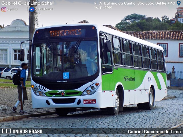 Viação Porto Real 2170 na cidade de São João del Rei, Minas Gerais, Brasil, por Gabriel Giacomin de Lima. ID da foto: 7310290.