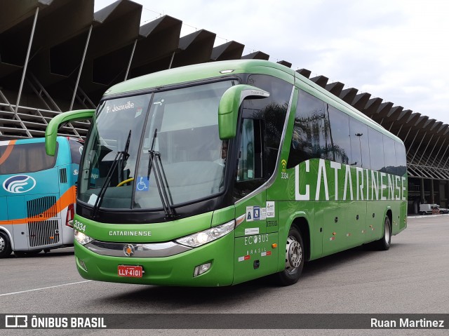 Auto Viação Catarinense 3334 na cidade de Florianópolis, Santa Catarina, Brasil, por Ruan Martinez. ID da foto: 6498494.