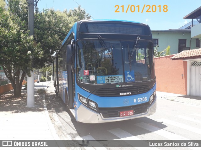 Transwolff Transportes e Turismo 6 6306 na cidade de São Paulo, São Paulo, Brasil, por Lucas Santos da Silva. Número da foto: #6498645.